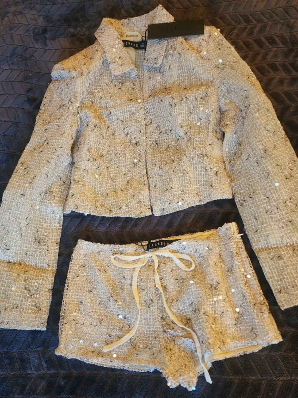 Lioness Lemontini Slick Sequin Cropped Jacket & Short Set - Picture 3 of 5